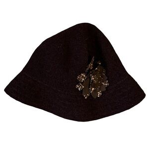 GAP Vintage 90s Brown Women's Hat with Floral Accent Size S Cozy Wool Cloche